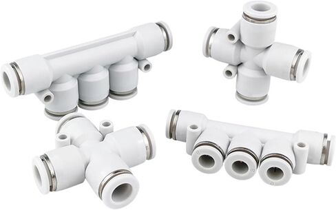 Pneumatic Trachea Straight Through Quick Plugs Five Way Connector PK White Four-way PZA4/6/8/10/12 Plastic 1Pcs(五通PK4(White)) in Kuwait
