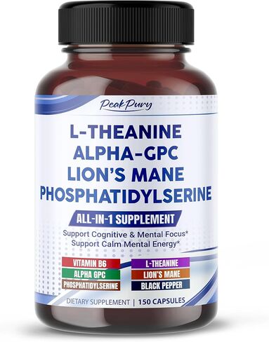Premium L-Theanine, Alpha-GPC, Lion’s Mane & Phosphatidylserine – Cognitive & Mental Focus Support Supplement – 150 Capsules in Kuwait
