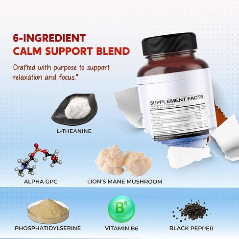 Premium L-Theanine, Alpha-GPC, Lion’s Mane & Phosphatidylserine – Cognitive & Mental Focus Support Supplement – 150 Capsules in Kuwait