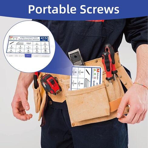 مجموعة متنوعة من 415 قطعة من مسامير مجموعة رؤوس ألين، مجموعة براغي سداسية بمقبس سداسي إمبراطوري، تتضمن 5 مفاتيح سداسية وملقاط واحد، لتركيبات الحمام، والأثاث، والإصلاح اليدوي (1/8 بوصة - 40 إلى 5/16 بوصة - 18) in Kuwait