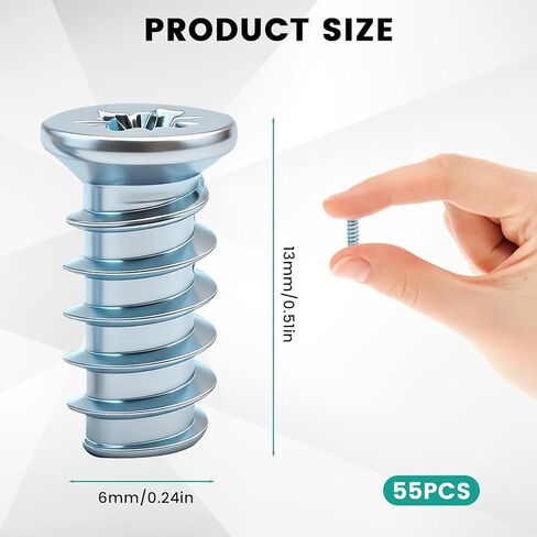 55 PCS Drawer Rail Euro Screws Compatible with IKEA 100349, Replacement Screws, Crosshead Self Tapping Screws for Drawer in Saudi Arabia