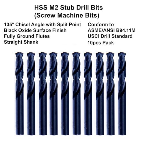 MAXTOOL 9/32 بوصة 10 قطع متطابقة لقم الثقب HSS M2 لقم الثقب القصير، ساق مستقيمة سوداء مطحونة بالكامل؛ SMF02B10R18E10 in Kuwait