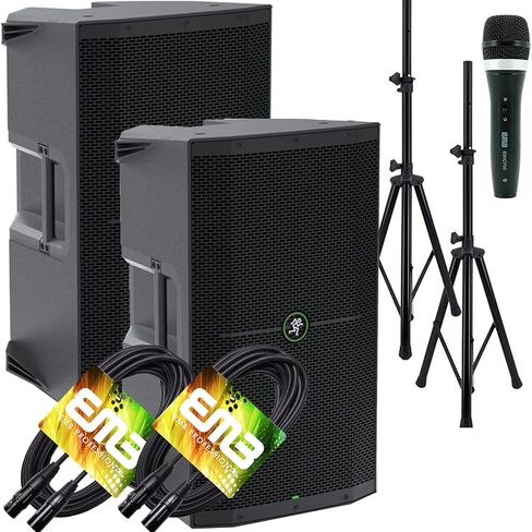 Mackie (2) Thump15A THUMP-15A 1300W 15 بوصة مكبر صوت يعمل بالطاقة (زوج) مع حامل مكبر صوت EMB + ميكروفون EMB وحزمة كابل EMB XLR in Saudi Arabia