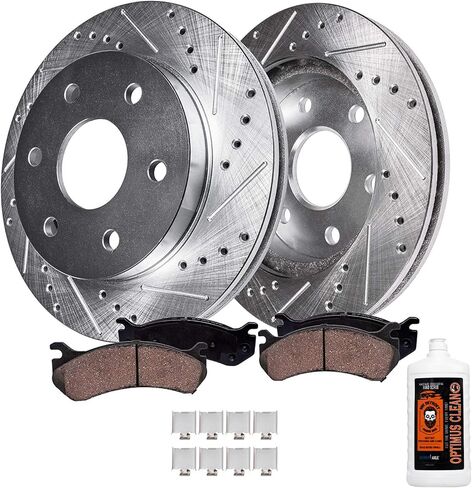 Detroit Axle - دوارات الفرامل الأمامية لعام 2013-2022 Buick Encore Chevrolet Trax ، دوارات فرامل القرص المحفورة والوقت 2014 2014 2015 2017 2018 2019 2020 2021 استبدال: 11.81 "بوصة الدوارات in Kuwait