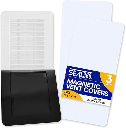 أغطية فتحات تهوية مغناطيسية SEAL360 (3 عبوات)، جيوب للختم الكامل، 5.5 بوصة × 12 بوصة (أبيض) لفتحات الأرضية أو الجدار أو السقف وسجلات الهواء، للمركبات الترفيهية وفتحات التدفئة والتهوية وتكييف الهواء المنزلية وفتحات التيار المتردد، فتحة التهوية غير متضمنة in Kuwait