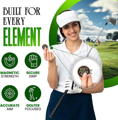 K9King Funny Golf Ball Marker with Magnetic Marker Hat Clip for Men Adult Humor Novelty Ball Markers with Funny Words Unique Golf Accessories Premium for Men or Women Golfers in Kuwait