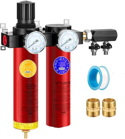 NANPU Z Series 2-Stage Air Filtration System - Sintered & Fine Filters, 1/2" NPT Inlet, 1/4" NPT Outlet Module, 0-230 psi Gauge, 127 CFM @ 6 bar, Metal Housing, Auto Drain (ZP106-D) in Saudi Arabia