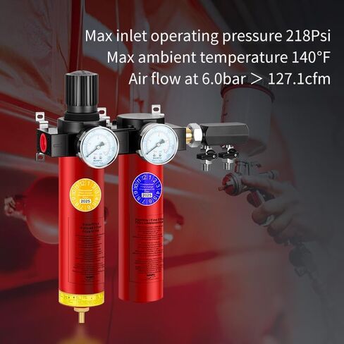 NANPU Z Series 2-Stage Air Filtration System - Sintered & Fine Filters, 1/2" NPT Inlet, 1/4" NPT Outlet Module, 0-230 psi Gauge, 127 CFM @ 6 bar, Metal Housing, Auto Drain (ZP106-D) in Saudi Arabia