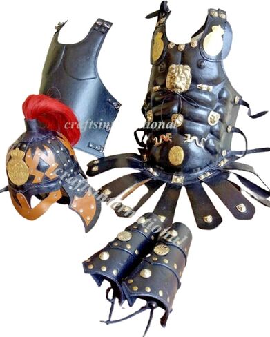 Medieval Roman King Leonidas 300 Spartan Helmet W/Red Plume Muscle Armor Black in Saudi Arabia