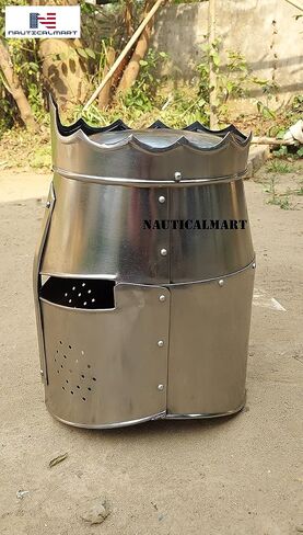 خوذة بحرية صليبية ذات خوذة عظيمة لفرسان العصور الوسطى تمبلر فضية in Kuwait