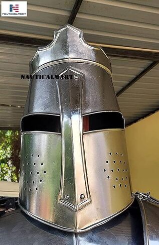 خوذة بحرية صليبية ذات خوذة عظيمة لفرسان العصور الوسطى تمبلر فضية in Kuwait