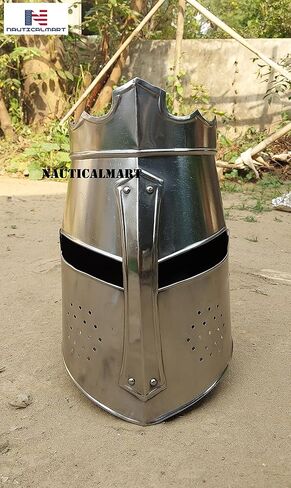 خوذة بحرية صليبية ذات خوذة عظيمة لفرسان العصور الوسطى تمبلر فضية in Kuwait