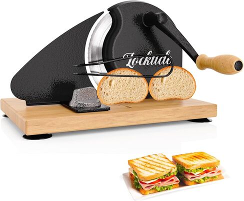 Upgrade Manual Bread Slicer for Homemade Sourdough - Adjustable Thickness & Evenly Slice, Bread Slicer with Scale Lines, Hand Crank, Suction Cups and Bread Guide for Sandwiches, Toast, Bagel, Baguette in Kuwait