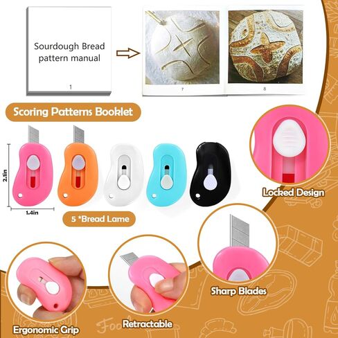 أداة تسجيل عجينة الخبز من XANGNIER، 5 عبوات من أدوات تسجيل العجين المخمر، أداة تقطيع عجينة الخبز، أداة تقطيع الخبز ومستلزمات صنع الخبز والإكسسوارات in Kuwait