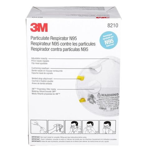 3M معدات الحماية الشخصية جهاز تنفس الجسيمات 8210 + N95 + دخان + غبار + طحن + صنفرة + نشر + كنس (صندوق / 20) in Kuwait