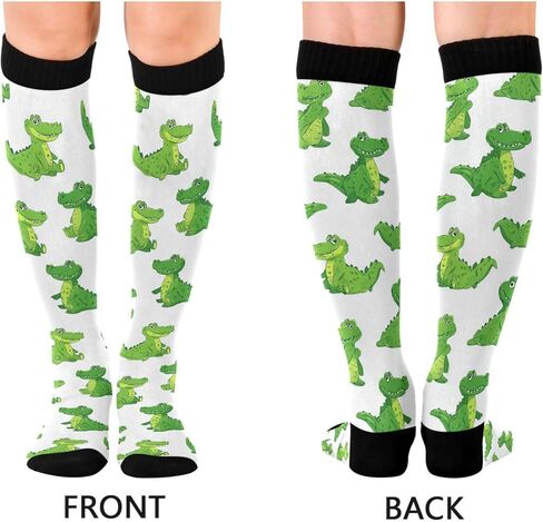 جوارب ضغط نسائية من Pigsaly Cartoon Crocodiles، جوارب رياضية من التمساح الأخضر، جوارب طويلة للركبة للجنسين، جوارب رياضية خارجية للجري والمشي لمسافات طويلة والسفر in Kuwait
