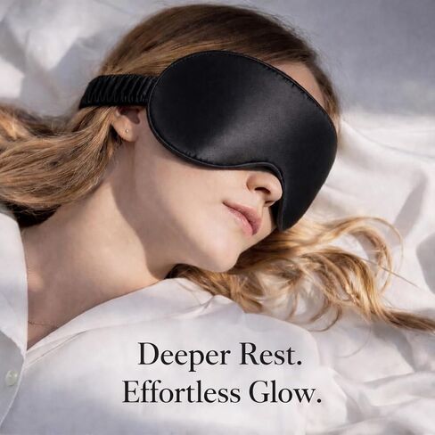 Silk & Chill™ 100% 22 Momme Mulberry Silk Sleep Mask | 3D Contoured Eye Cover | Blackout Sleeping Mask for Women & Men | Silk Eye Mask for Sleep, Travel, and Relaxation [Midnight Black] in Saudi Arabia