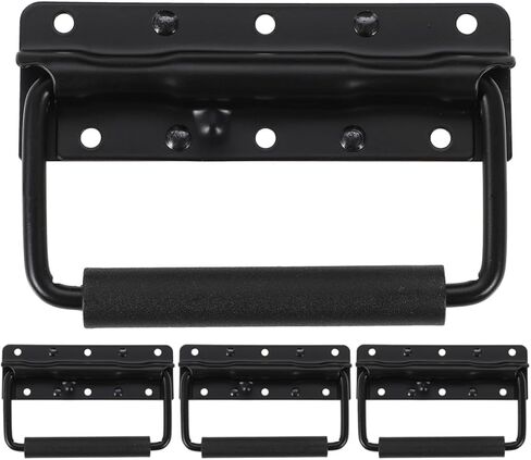 Veemoon 4pcs Black 125mm Spring Loaded Toolbox Handles Metal Folding Chest Pulls Carry Handles for Boxes and Cabinets Industrial Hardware in Saudi Arabia