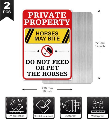 2 Pack Horses May Bite Do Not Feed Or Pet The Horses Sign Rust Free Aluminum 10 × 14 Inch Private Property Sign for Racecourses Barn Stable Ranch Arena Farm in Saudi Arabia