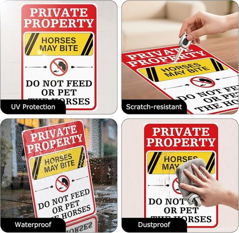 2 Pack Horses May Bite Do Not Feed Or Pet The Horses Sign Rust Free Aluminum 10 × 14 Inch Private Property Sign for Racecourses Barn Stable Ranch Arena Farm in Saudi Arabia