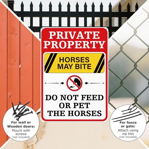 2 Pack Horses May Bite Do Not Feed Or Pet The Horses Sign Rust Free Aluminum 10 × 14 Inch Private Property Sign for Racecourses Barn Stable Ranch Arena Farm in Saudi Arabia