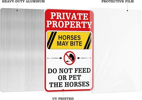 2 Pack Horses May Bite Do Not Feed Or Pet The Horses Sign Rust Free Aluminum 10 × 14 Inch Private Property Sign for Racecourses Barn Stable Ranch Arena Farm in Saudi Arabia