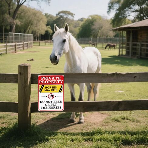 2 Pack Horses May Bite Do Not Feed Or Pet The Horses Sign Rust Free Aluminum 10 × 14 Inch Private Property Sign for Racecourses Barn Stable Ranch Arena Farm in Saudi Arabia