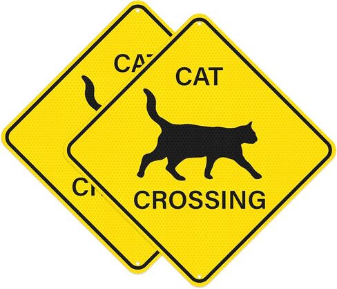 2 Pack Cat Crossing Sign 12" x 12" Engineer Grade Reflective Aluminum Sign Pets At Play Safety Signs for Street Yards Driveways in Saudi Arabia