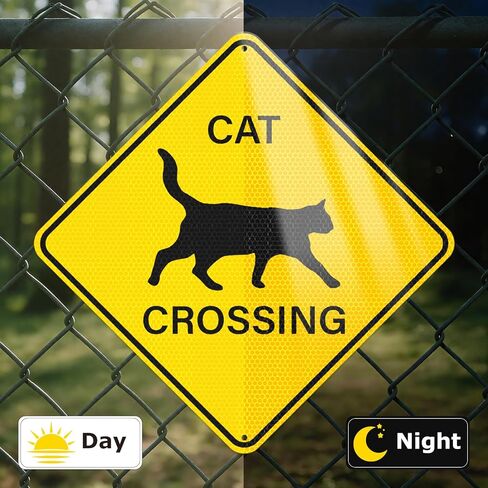 2 Pack Cat Crossing Sign 12" x 12" Engineer Grade Reflective Aluminum Sign Pets At Play Safety Signs for Street Yards Driveways in Saudi Arabia