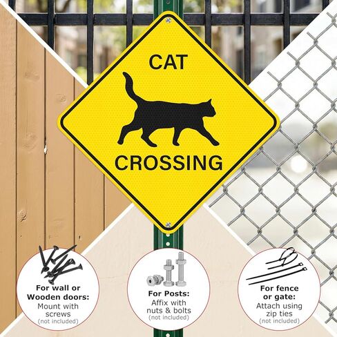 2 Pack Cat Crossing Sign 12" x 12" Engineer Grade Reflective Aluminum Sign Pets At Play Safety Signs for Street Yards Driveways in Saudi Arabia