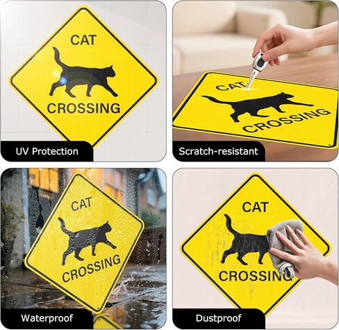 2 Pack Cat Crossing Sign 12" x 12" Engineer Grade Reflective Aluminum Sign Pets At Play Safety Signs for Street Yards Driveways in Saudi Arabia
