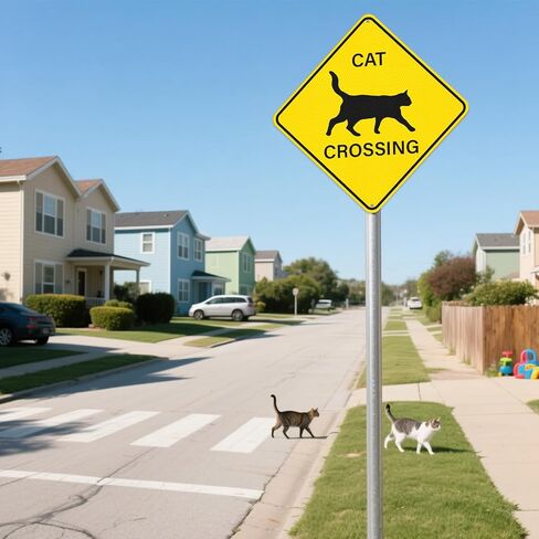 2 Pack Cat Crossing Sign 12" x 12" Engineer Grade Reflective Aluminum Sign Pets At Play Safety Signs for Street Yards Driveways in Saudi Arabia