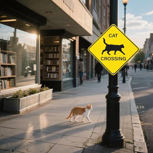 2 Pack Cat Crossing Sign 12" x 12" Engineer Grade Reflective Aluminum Sign Pets At Play Safety Signs for Street Yards Driveways in Saudi Arabia