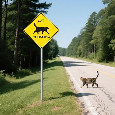 2 Pack Cat Crossing Sign 12" x 12" Engineer Grade Reflective Aluminum Sign Pets At Play Safety Signs for Street Yards Driveways in Saudi Arabia