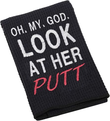 JXGZSO Funny Golf Towels Oh My God Look at Her Putt Embroidered Golf Towels for Golf Bags with Clip (My God Look At T) in Saudi Arabia
