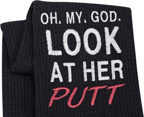 JXGZSO Funny Golf Towels Oh My God Look at Her Putt Embroidered Golf Towels for Golf Bags with Clip (My God Look At T) in Saudi Arabia