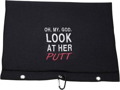 JXGZSO Funny Golf Towels Oh My God Look at Her Putt Embroidered Golf Towels for Golf Bags with Clip (My God Look At T) in Saudi Arabia