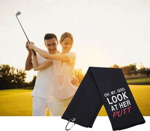 JXGZSO Funny Golf Towels Oh My God Look at Her Putt Embroidered Golf Towels for Golf Bags with Clip (My God Look At T) in Saudi Arabia