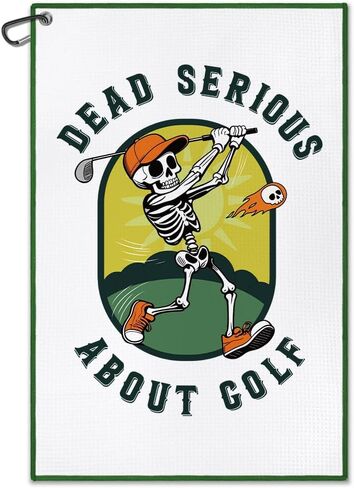 DYJYBMY Dead Serious About Golf Printed Golf Towel with Clip, Funny Skeleton Towel for Men Women, Humorous Funny Gifts for Golfer Golfing Lover, Birthday Golfing Gifts for Family Friend Coworker in Saudi Arabia