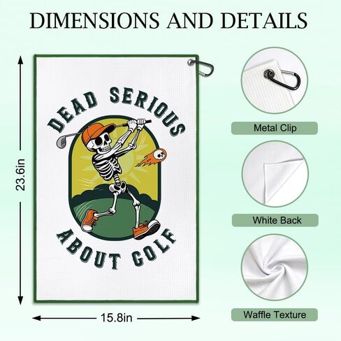 DYJYBMY Dead Serious About Golf Printed Golf Towel with Clip, Funny Skeleton Towel for Men Women, Humorous Funny Gifts for Golfer Golfing Lover, Birthday Golfing Gifts for Family Friend Coworker in Saudi Arabia