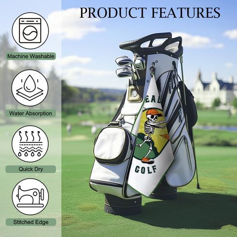 DYJYBMY Dead Serious About Golf Printed Golf Towel with Clip, Funny Skeleton Towel for Men Women, Humorous Funny Gifts for Golfer Golfing Lover, Birthday Golfing Gifts for Family Friend Coworker in Saudi Arabia
