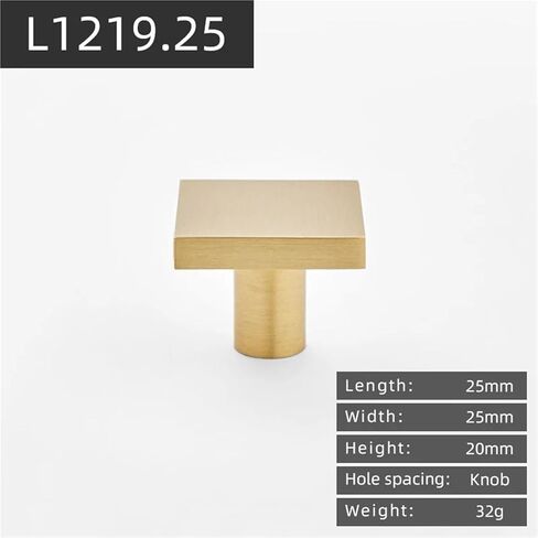 Solid Brass Single Hole Cabinet Door Pull Handle Simple Wardrobe Drawer Square 1Pcs(25mm) in Saudi Arabia