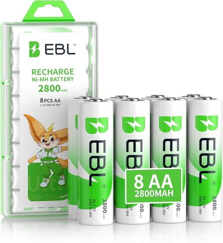 EBL AA 2800 مللي أمبير بطاريات Ni-MH عالية الأداء قابلة لإعادة الشحن، 4 عبوات in Kuwait