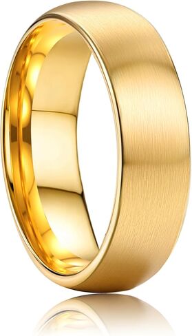 ORAZIO Stainless Steel Wedding Band Rings for Men Women, 8MM/6MM Mens Brushed Wedding Band Gold/Black/Silver Engagement Mens Rings, Matte Smooth Edge Anniversary Men Ring Jewelry Comfort Fit 6-14 in Saudi Arabia