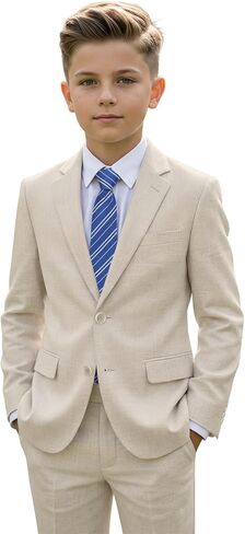 Boys Formal Suits for Kids 5 Piece Slim Fit Summer Beach Wedding Outfit Light Weight Prom Tuxedo Suit Set in Kuwait