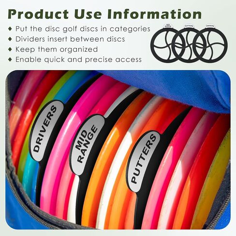 3 قطع فواصل حقيبة الجولف القرصية، إدراجات مقسمة رف الجولف القرصي، نوع تخزين القرص منظم وسهل الوصول إليه، السائق، متوسط ​​المدى، المضرب، برامج تشغيل الممرات، النهج، بكرات للمبتدئين in Kuwait