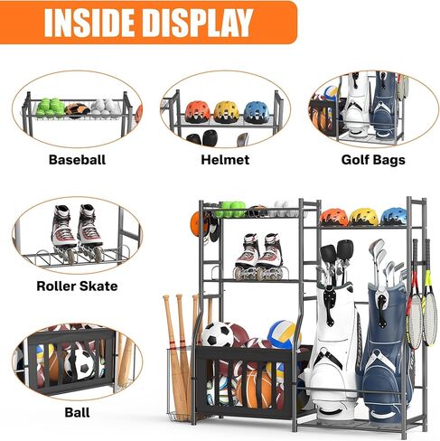 حامل حقائب الجولف من توراك مع مساحة تخزين للكرة، ومنظم للمعدات الرياضية للجراج ذو سعة كبيرة، وتخزين الألعاب في الأماكن المغلقة in Kuwait