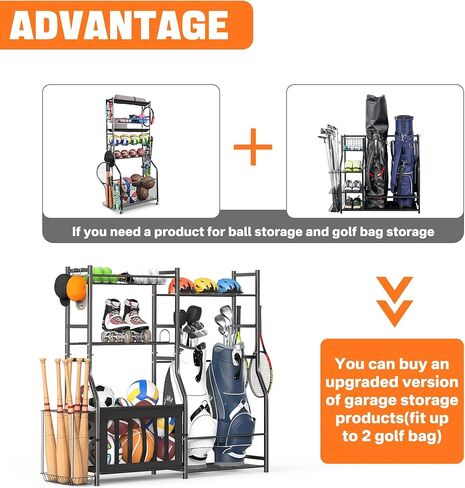 حامل حقائب الجولف من توراك مع مساحة تخزين للكرة، ومنظم للمعدات الرياضية للجراج ذو سعة كبيرة، وتخزين الألعاب في الأماكن المغلقة in Kuwait