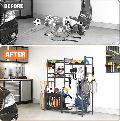 حامل حقائب الجولف من توراك مع مساحة تخزين للكرة، ومنظم للمعدات الرياضية للجراج ذو سعة كبيرة، وتخزين الألعاب في الأماكن المغلقة in Kuwait