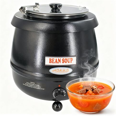 CLIVIA Commercial Electric Soup Warmer Pot, 11qt Stainless Steel Soup Kettle Food Warmer for Catering and Restaurant, Hot Soup Pot Station with Lid and Adjustable Heat Control in Kuwait